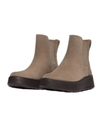 F-Mode Suede Flatform Chelsea Boots Taupe