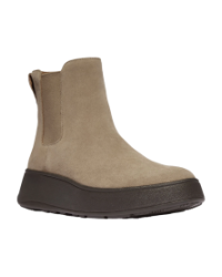 F-Mode Suede Flatform Chelsea Boots Taupe