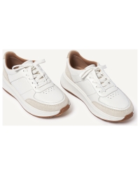 F-Mode Leather/Suede Flatform Sneakers Urban White