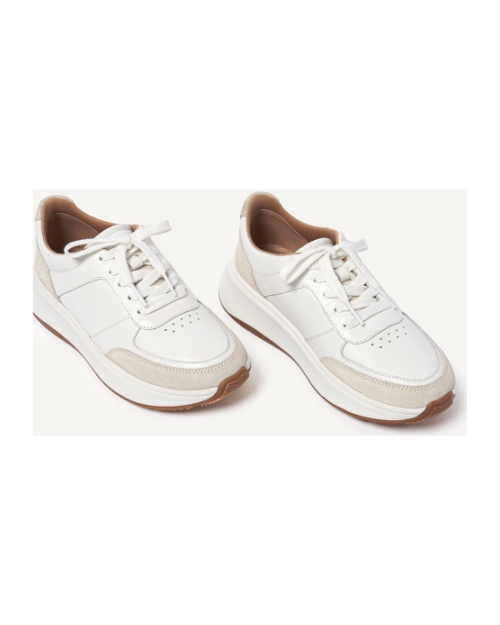 F-Mode Leather/Suede Flatform Sneakers Urban White