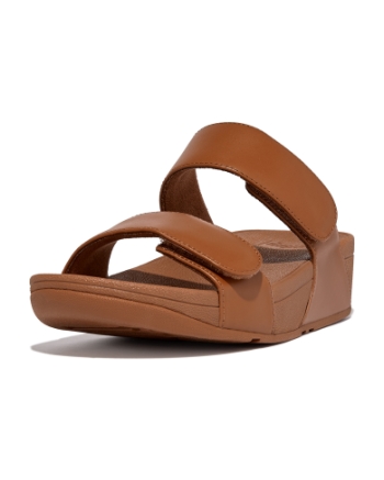 FitFlop Lulu Adjustable Leather Slides Light Tan