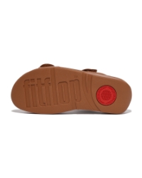 Lulu Adjustable Leather Slides Light Tan