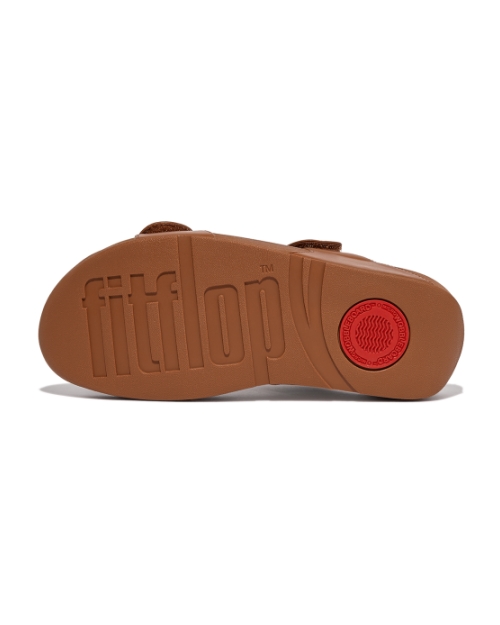 Lulu Adjustable Leather Slides Light Tan