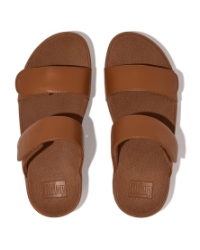 Lulu Adjustable Leather Slides Light Tan