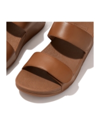 Lulu Adjustable Leather Slides Light Tan