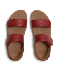 Lulu Adjustable Leather Back-Strap Sandals Burnt Berry