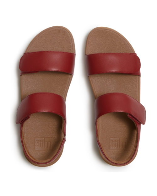 Lulu Adjustable Leather Back-Strap Sandals Burnt Berry