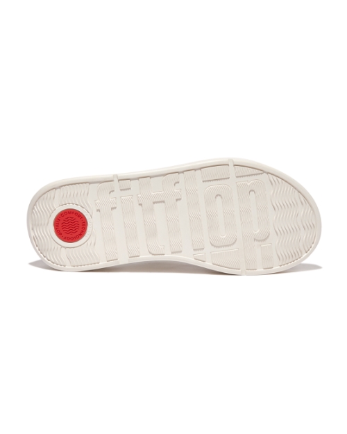 F-Mode Leather Flatform Toe-Post Sandals Cream