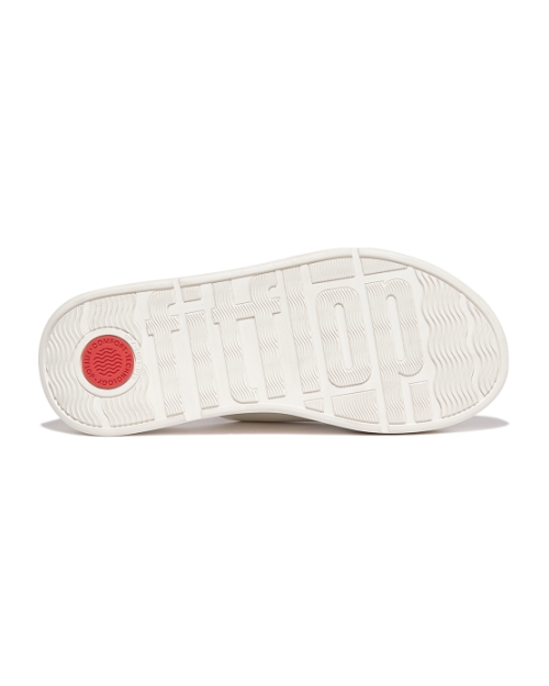 F-Mode Leather Flatform Cross Slides Cream