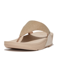 Lulu Shimmerlux Toe-Post Sandals Latte Beige