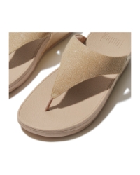 Lulu Shimmerlux Toe-Post Sandals Latte Beige