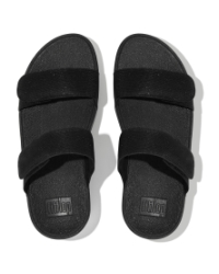 Lulu Adjustable Shimmerlux Slides All Black