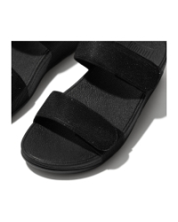 Lulu Adjustable Shimmerlux Slides All Black
