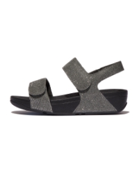 Lulu Adjustable Shimmerlux Back-Strap Sandals Pewter
