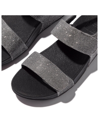 Lulu Adjustable Shimmerlux Back-Strap Sandals Pewter