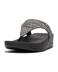 Lulu Shimmerweave Toe-Post Sandals Black Mix