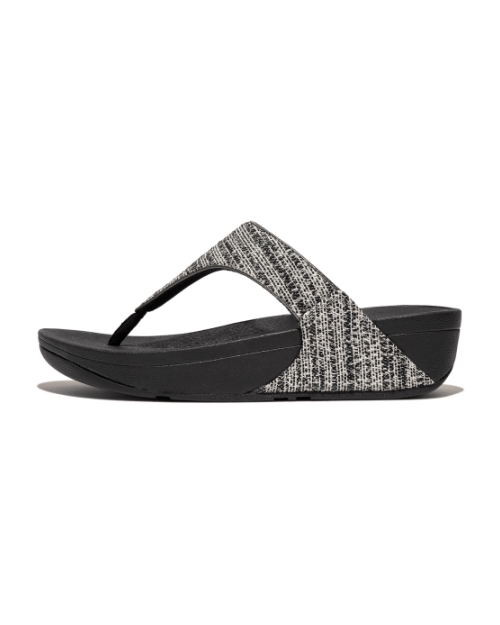 Lulu Shimmerweave Toe-Post Sandals Black Mix