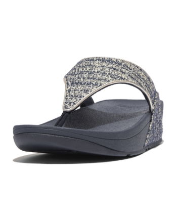 FitFlop Lulu Shimmerweave Toe-Post Sandals Midnight Navy Mix