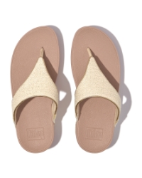 Lulu Shimmerweave Toe-Post Sandals Stone Beige Mix