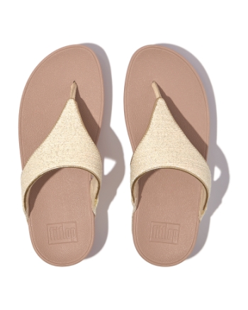 FitFlop Lulu Shimmerweave Toe-Post Sandals Stone Beige Mix