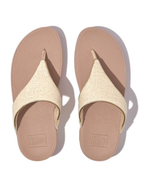 Lulu Shimmerweave Toe-Post Sandals Stone Beige Mix