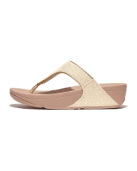 Lulu Shimmerweave Toe-Post Sandals Stone Beige Mix