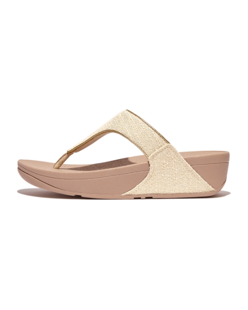 Lulu Shimmerweave Toe-Post Sandals Stone Beige Mix