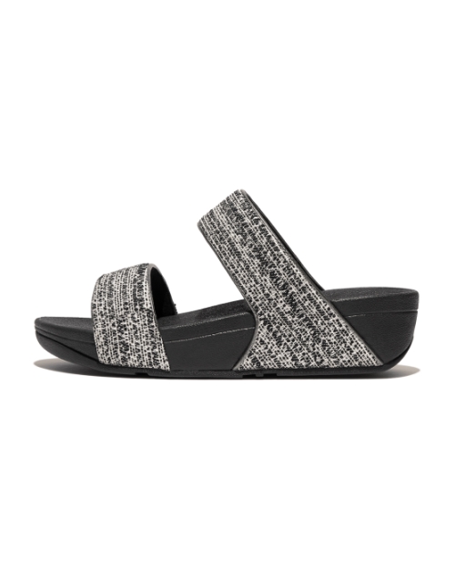 Lulu Shimmerweave Slides Black Mix