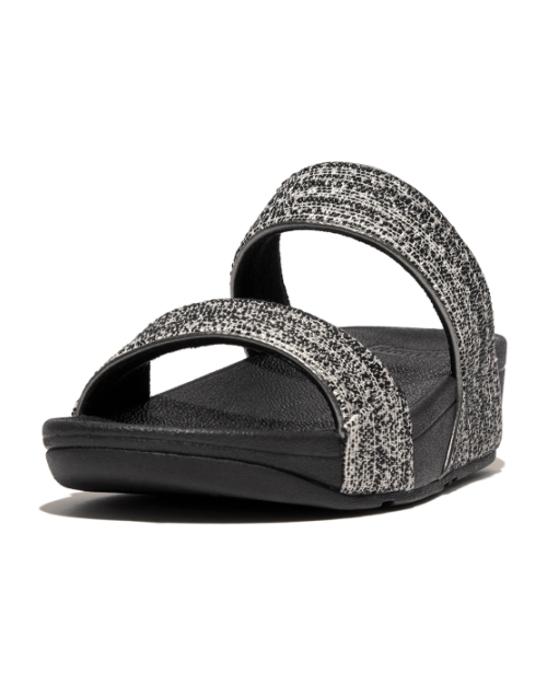 Lulu Shimmerweave Slides Black Mix