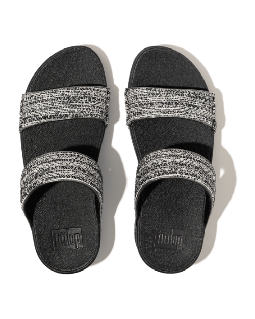 Lulu Shimmerweave Slides Black Mix