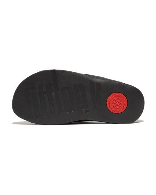 Surfer Mens Tumbled-Leather Cross Slides Black