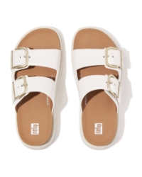 Gen-FF Buckle Two-Bar Leather Slides Urban White