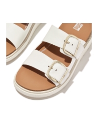 Gen-FF Buckle Two-Bar Leather Slides Urban White