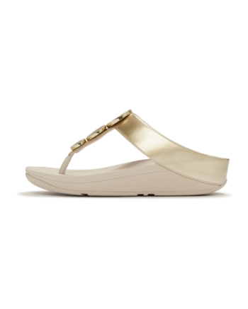 FitFlop Halo Bead-Circle Metallic Toe-Post Sandals Platino