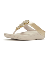 Halo Bead-Circle Metallic Toe-Post Sandals Platino