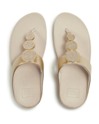 Halo Bead-Circle Metallic Toe-Post Sandals Platino