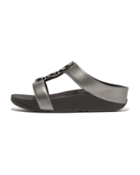 Halo Bead-Circle Metallic H-Bar Slides Pewter Black