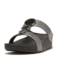 Halo Bead-Circle Metallic H-Bar Slides Pewter Black