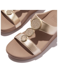 Halo Bead-Circle Metallic H-Bar Slides Metallic Latte Beige