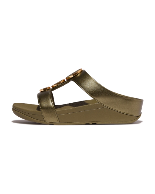 Halo Bead-Circle Metallic H-Bar Slides Metallic Camo-Green
