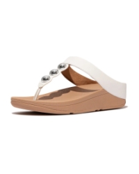 Fino Mirror-Dome Leather Toe-Post Sandals Urban White