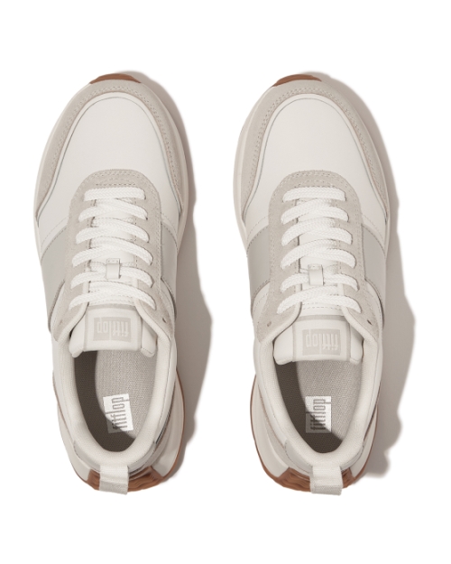 F-Mode Flow Sneaker - Leather & Suede Mix Urban White Mix