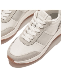 F-Mode Flow Sneaker - Leather & Suede Mix Urban White Mix