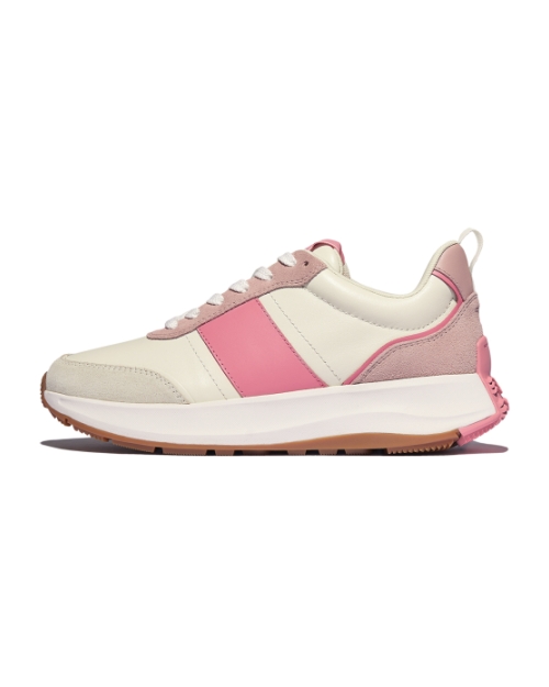 F-Mode Flow Sneaker - Leather & Suede Mix Cream/Pinkperfect
