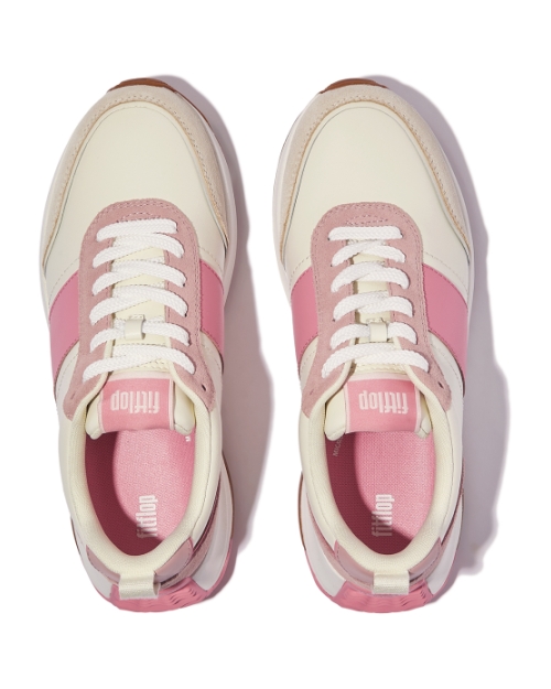 F-Mode Flow Sneaker - Leather & Suede Mix Cream/Pinkperfect