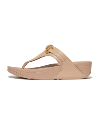 FitFlop Lulu Chunky-Snaffle Leather Toe-Post Sandals Classic Beige