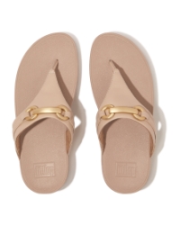 Lulu Chunky-Snaffle Leather Toe-Post Sandals Classic Beige