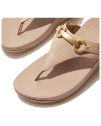 Lulu Chunky-Snaffle Leather Toe-Post Sandals Classic Beige
