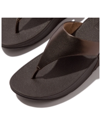 Lulu Leather Toepost Metallic Chocolate Brown