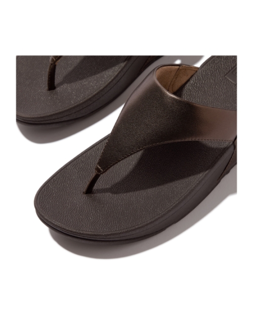 Lulu Leather Toepost Metallic Chocolate Brown